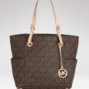 Michael Kors MK Jet Set Signature Logo Tote in Brown